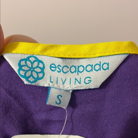 Escapada Living Gold Trim Ellison Top Solid Grape Boxy Blouse size S - Picture 4 of 16